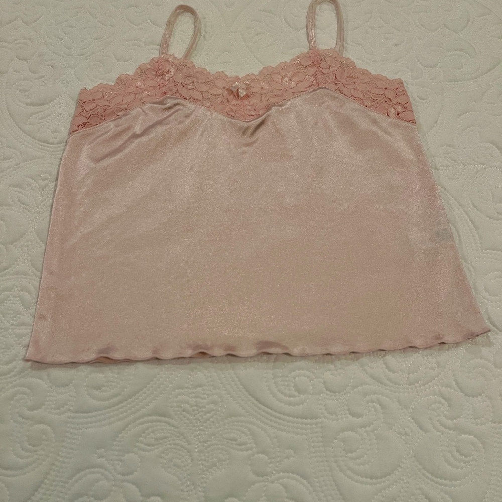 Eva Cervantes Lace Nylon Spandex Pink Camisole--Size Large